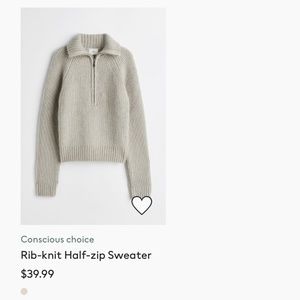 H&M Rib Knit Half Zip Sweater